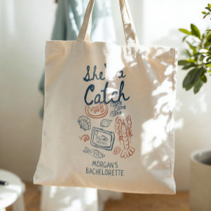 Tote Bag Elle est un Poisson Pêché Bachelorette Côtière de 