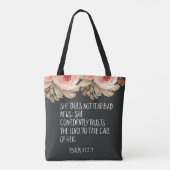 Tote Bag Elle ne craint pas la citation de 112:7 de psaume (Dos)