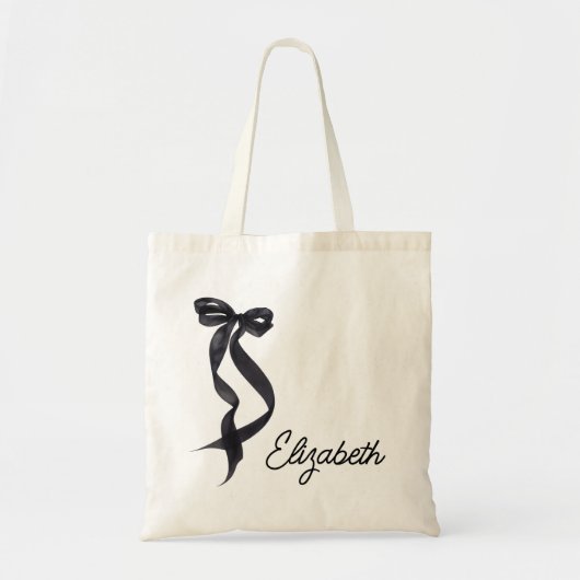 Tote Bag Elle noue le noeud Noir Bow Bachelorette (Devant)