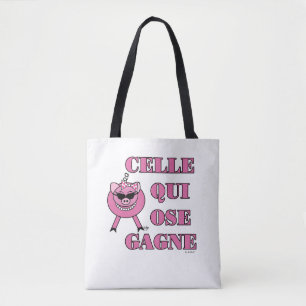 Tote Bag Elle Qui Ose Gagne en Français avec Cochon Féminin