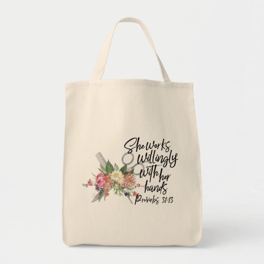 Tote Bag Elle Travaille Avec Volonté Avec Ses Mains (Devant)