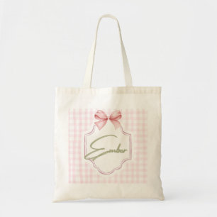 Tote Bag Ember Personnalisé Baby Girl Nursery Bow&En vichy