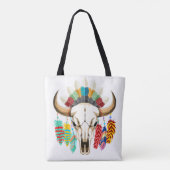 Tote Bag Emblème amérindien de crâne de bison (Dos)