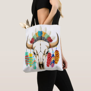 Tote Bag Emblème amérindien de crâne de bison