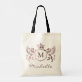 Tote Bag Emblème de couronne royale Lions Monogramme Script (Dos)