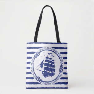 Tote Bag Emblème nautique avec le bateau de navigation