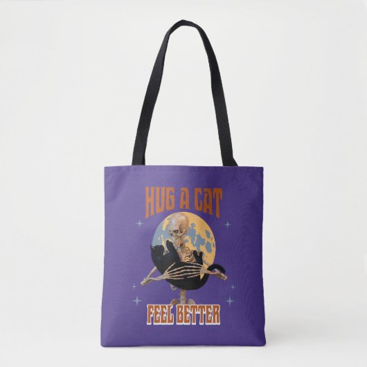Tote Bag Embrassez un chat, sentez-vous mieux Skeleton Accr (Devant)