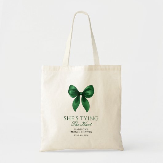 Tote Bag Emerald Bow Elle se marie Shower de mariage (Devant)