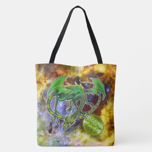 Tote Bag Emerald Cosmic Dragon (Dos)