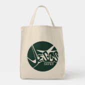 Tote Bag Emerald Green Jesus Saves Graffiti (Dos)