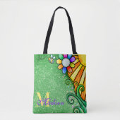 Tote Bag Emerald Green Parties scintillant Whimsy Flower Su (Devant)