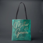 Tote Bag Emerald Vert aquarelle or Mère de la chambre<br><div class="desc">Emerald Green Watercolor & Gold Faux Foil Lettering Parfait pour les mariages d'automne ou d'hiver Monogramme Mère des sacs fourre-tout Groom Avec une police de caractères à la main à la mode. ~ Regardez ma boutique pour voir toute la collection de mariages avec ce design!</div>