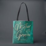Tote Bag Emerald Vert aquarelle or Mère de la chambre<br><div class="desc">Emerald Green Watercolor & Gold Faux Foil Lettering Parfait pour les mariages d'automne ou d'hiver Monogramme Mère des sacs fourre-tout Groom Avec une police de caractères à la main à la mode. ~ Regardez ma boutique pour voir toute la collection de mariages avec ce design!</div>