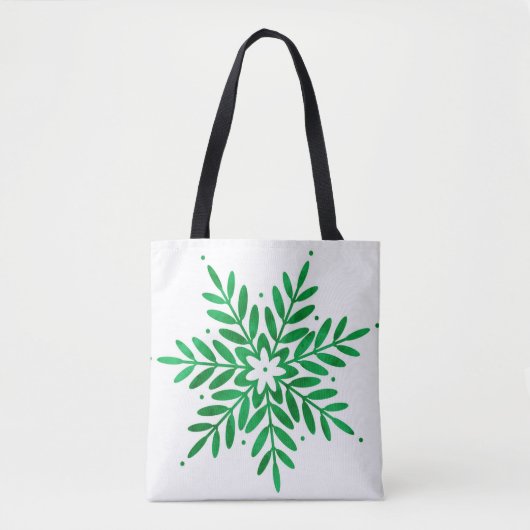 Tote Bag Emerald Watercolor Snowflake (Devant)