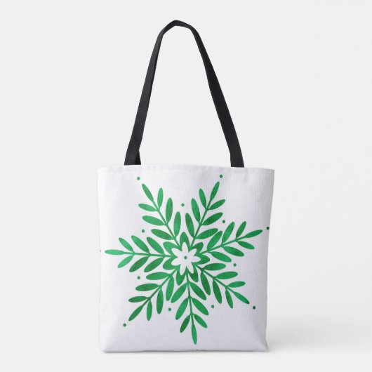 Tote Bag Emerald Watercolor Snowflake (Dos)