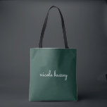 Tote Bag Émeraude verte | Moderne Monogramme élégant<br><div class="desc">Un design monogramme personnalisé simple et design dans un décontracté écrit à la main dans un monochrome vert émeraude et blanc éclatant. Le monogramme peut facilement être personnalisé pour rendre un design aussi unique que vous êtes ! Le cadeau ou accessoire tendance parfait pour toute occasion.</div>