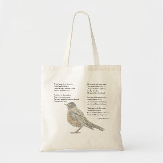 Tote Bag Emily Dickinson Bird Poem Fourre-tout (Devant)