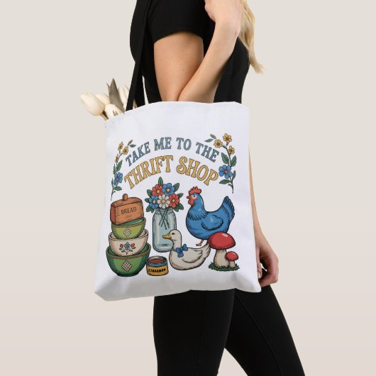 Tote Bag Emmenez-moi à la boutique de seconde main Rétro Vi (De près)