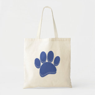 Tote Bag Empreinte de chien bleu, main tirée personnalisée
