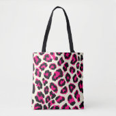 Tote Bag Empreinte de léopard animal rose et noir (Devant)