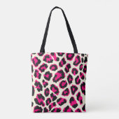 Tote Bag Empreinte de léopard animal rose et noir (Dos)