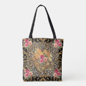 Tote Bag empreinte de léopard avec rose et parties scintill (Dos)