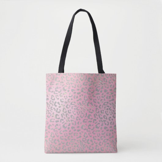 Tote Bag Empreinte de léopard d'argent Pastel Pink (Devant)