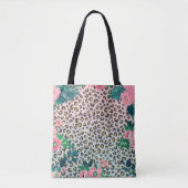 Tote Bag Empreinte de léopard de Parties scintillant floral (Devant)