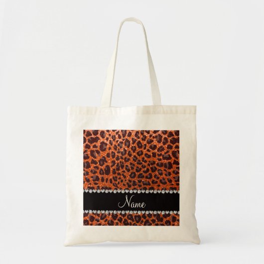 Tote Bag Empreinte de léopard de parties scintillant orange (Devant)