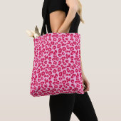 Tote Bag Empreinte de léopard en Pastel Pink, Hot Pink et F (De près)