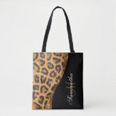 Tote Bag Empreinte de léopard fourrure et Parties scintilla (Devant)