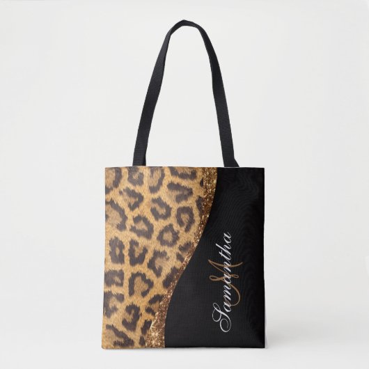 Tote Bag Empreinte de léopard fourrure et Parties scintilla (Devant)