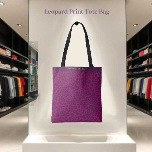 Tote Bag Empreinte de léopard-Magenta
