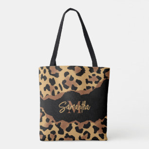 Tote Bag Empreinte de léopard Monogramme mignon