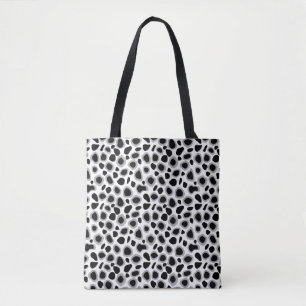 Tote Bag Empreinte de léopard - noir et blanc