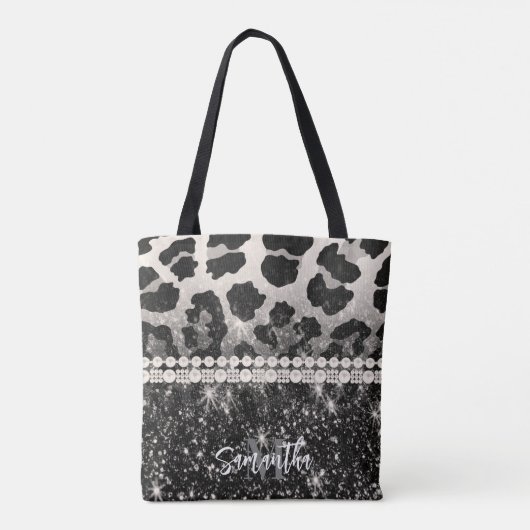 Tote Bag Empreinte de léopard Parties scintillant argent (Dos)