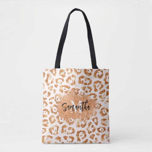 Tote Bag Empreinte de léopard Parties scintillant d'or (Devant)
