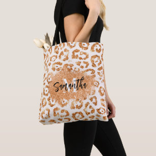 Tote Bag Empreinte de léopard Parties scintillant d'or