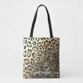 Tote Bag Empreinte de léopard Parties scintillant d'or (Devant)