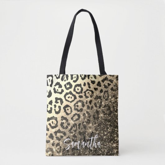 Tote Bag Empreinte de léopard Parties scintillant d'or (Devant)