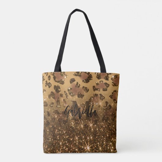 Tote Bag Empreinte de léopard Parties scintillant d'or (Dos)