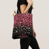 Tote Bag Empreinte de léopard Parties scintillant rose et d (De près)