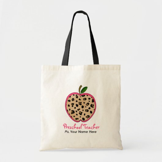 Tote Bag Empreinte de léopard préscolaire de professeur et (Devant)