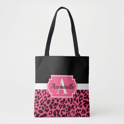 Tote Bag Empreinte de léopard rose (Devant)