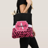 Tote Bag Empreinte de léopard rose (De près)
