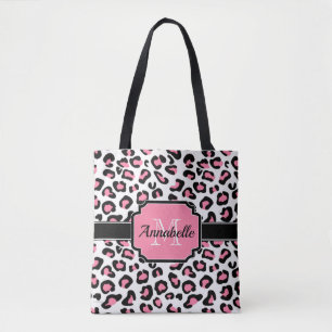 Tote Bag Empreinte de léopard rose