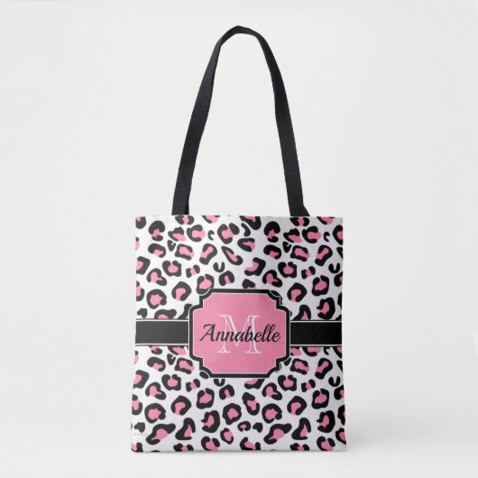 Tote Bag Empreinte de léopard rose (Devant)