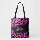 Tote Bag Empreinte de léopard rose et violet (Devant)