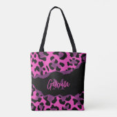Tote Bag Empreinte de léopard rose et violet (Dos)