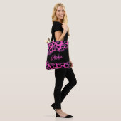 Tote Bag Empreinte de léopard rose et violet (Sur le modèle)